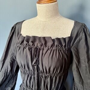 AllSaints Kimi Ruched Maxi Dress | Size 00 (Fits 0–4) | Black Silk Victorian